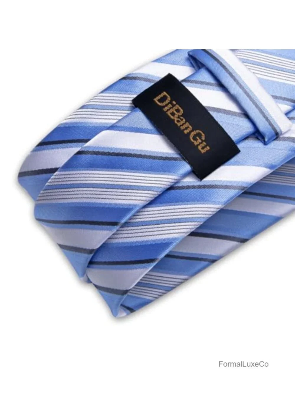 Men's Silk Tie & Pocket Square Set with Cufflinks, Plaid Striped Necktie